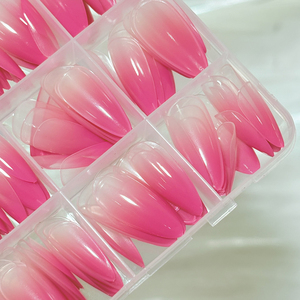 144 faux ongles à presser pour la Saint-Valentin, rose dégradé, forme amande moyenne, chrome miroir, faux ongles ombrés rose, pointes d'ongles artificielles pour femmes - Product Image 6