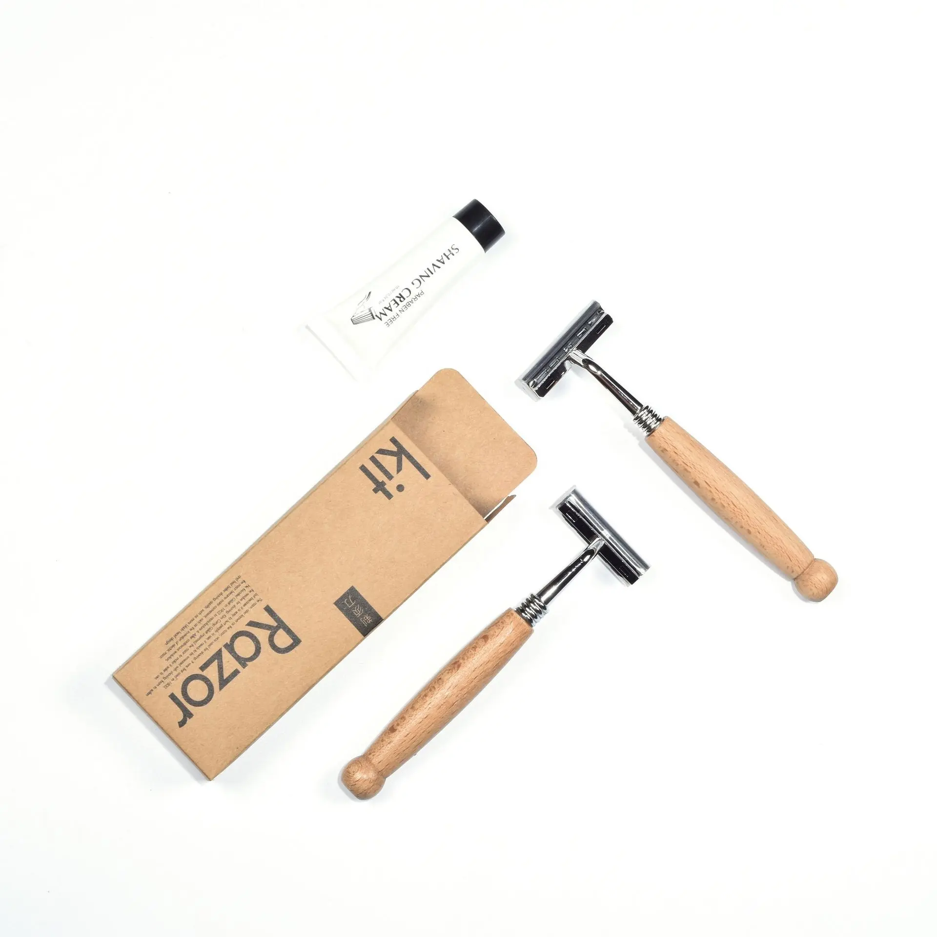 Набор одноразовых бритвенных станков для путешествий и отелей, Бамбуковая бритва с кремом для бритья