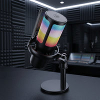 Microphone de bureau USB filaire pour jeux, microphone vocal professionnel 48 kHz avec contrôle de la réverbération, équipement pour créateurs de contenu, RGB