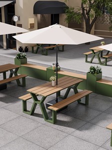 Juego integral de catering al aire libre moderno, bancos y mesas de metal conectados, sillas de aperitivos <span class=keywords><strong>para</strong></span> parques, escénicos <span class=keywords><strong>lugares</strong></span> al aire libre, villas - Product Image 5