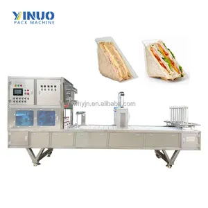 Otomatik sandviç ekmek vakum paketleme makinesi tepsi mühürleyen makinesi pişmiş gıda tepsi kutusu doldurma kapaklama makinesi