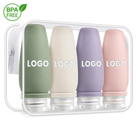 Bouteilles de voyage en silicone compressibles et rechargeables de 90/60 ml, bouteilles de voyage en silicone réutilisables avec logo personnalisé