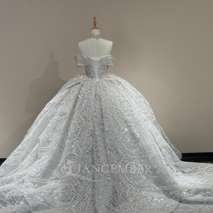 XS279 Exquisite Ivory Off Shoulder Embroidery Lace Pattern Women's Wedding Bridal Dress - Product Image 6