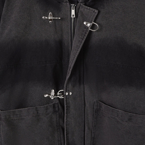 Custom 100% Cotton <b>Duck</b> Canvas Oversized Cropped Zip Workwear <b>Jacket</b> Black Quilted Padded Canvas Clasp Bomber <b>Jacket</b> - Product Image 4