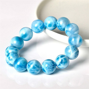 Bracelet en pierre ondulée bleue naturelle pour hommes et femmes, gemme dominicaine, bracelet à anneau unique, bijoux en cristal d'énergie Larimar - Product Image 1