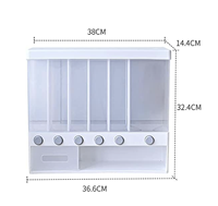 Organisateur de rangement de cuisine mural à 6 compartiments, distributeur de riz, conteneur pour céréales/aliments secs, forme rectangulaire en plastique PP