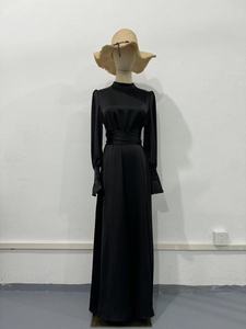 Robe pour femme élégante à manches longues en satin 2025 européen, américain et asiatique avec cintrage à la taille - Product Image 5