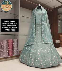 Lehenga Choli vert menthe brodé pour femmes avec dupatta, tenue de fête de mariage de créateur - Product Image 3