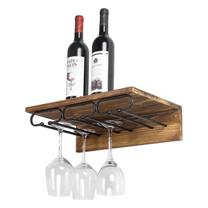 Casier à vin <span class=keywords><strong>mural</strong></span> <span class=keywords><strong>en</strong></span> <span class=keywords><strong>bois</strong></span> rustique pour la décoration intérieure pour <span class=keywords><strong>bouteille</strong></span> de vin et <span class=keywords><strong>porte</strong></span>-verres étagères flottantes <span class=keywords><strong>en</strong></span> <span class=keywords><strong>bois</strong></span> pour le mur - Product Image 4