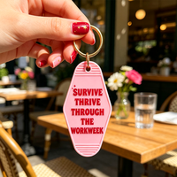 Nouveaux porte-clés en métal avec slogan amusant, vente en gros, porte-clés en plastique personnalisé avec logo, porte-clés d'hôtel imprimé mignon et personnalisable