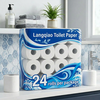 Papier toilette Langqiao personnalisé sans peluches, soluble dans l'eau, 24 rouleaux, compostable, pour camping-car et camping