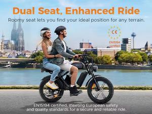 Vélo électrique adulte en stock UE, en alliage d'aluminium, pneus larges 20 pouces, 250W, ENGWE M1, double suspension, batterie lithium, vélo électrique de ville et de montagne - Product Image 2