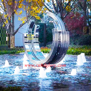 Centro <span class=keywords><strong>de</strong></span> la ciudad al aire libre Plaza Decorativo Acero inoxidable Fuente <span class=keywords><strong>de</strong></span> agua Círculo Agua Niebla Escultura Artesanía <span class=keywords><strong>de</strong></span> metal - Product Image 4