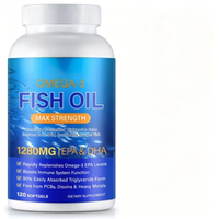 Complément alimentaire de 120 gélules d'huile de poisson oméga-3, 1280 mg, renforce le système immunitaire, gélules d'huile de poisson avec EPA et DHA