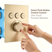 Ensemble de douche thermostatique encastré mural ou de plafond en laiton avec mitigeur bain-douche et douchette à main, eau froide et chaude