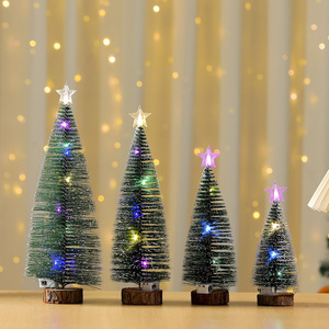 Artificial Luminous Mini Plastic String Light Pine Tree Christmas Tree and Decorations with Bases <b>Tabletop</b> Decor - Product Image 4