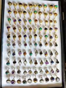 Bagues en or et argent plaqué, pierres précieuses, fabrication artisanale, style vintage bohème, vente en gros |   Bagues en pierres naturelles assorties pour femmes - Product Image 3