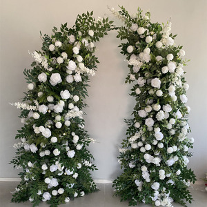 D-HOA059 Hot <b>sales</b> wedding blue horn flower arch rose horn flower arch backdrop wedding horn flower arch artificial silk <b>decor</b> - Product Image 4