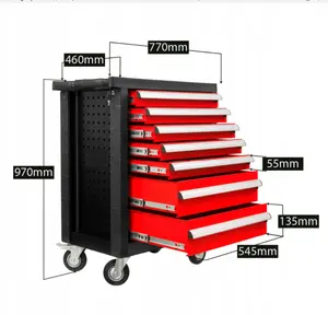 7 Drawers Mechanic Industry Rolling Tool Box Garage Storage Tool Cabinet With Workshop Hand Tool Sets