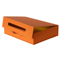 Boîtes cadeaux rigides en carton orange grand format avec poignée, personnalisables avec logo, pour emballage de montres et colliers de luxe, recyclables, pour ensembles de bijoux.