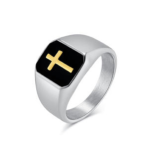 Cross Stainless Steel <b>Ring</b> Men's Fashion Jewelry Gold And Silver Tone Hip Hop Punk Style Drip <b>Ring</b> For Gift - Product Image 5