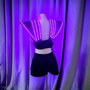 Conjunto de Ropa Luminosa LED Multicolor, Sujetador Luminoso, Chaleco, Pantalones Cortos Sexys, Disfraz Brillante para Espectáculos, Fiestas - Product Image 6