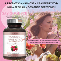 Capsules probiotiques pour femmes personnalisées par OEM 90 milliards de CFUS améliore la santé de l'environnement intestinal Extrait de D-Mannose Cranberry 120 Caps