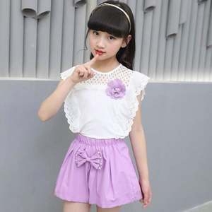 Mono de Verano para Niñas, con Mangas Cortas, Elegante, con Lazo de Encaje y Cuentas, Producto Más Vendido en la Tienda Online China - Product Image 1