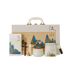 Juego de Tazas de Cerámica con Separador de Agua y Té, Diseño Paisajístico, Regalo Corporativo para Eventos Empresariales, Oficina Cultural Creativa del Museo del Palacio - Product Image 5