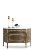 Luxe français Antique quatre portes tiroir feuille d'or doré sculpté peinture à la main buffet salon Console Table Buffet armoire
