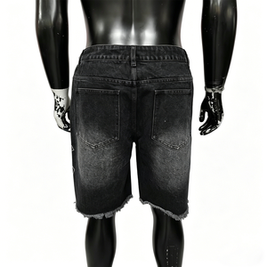 Shorts de Mezclilla Personalizados para Hombre, Lavado Ácido, Estilo Vintage, con Pedrería en Relieve - Product Image 2