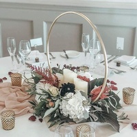 Décoration de mariage, centre de table, support à fleurs rond en métal doré