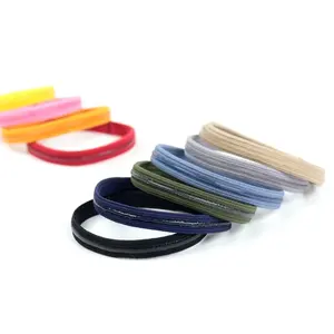 2021 Ins Korea Elastic Flat Design Custom Printed Strip Hair Rope Ponytail Holder Rubber Band For Women