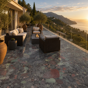<span class=keywords><strong>Dalle</strong></span> de granit Verde Marinace - Granit naturel avec motif galets multicolores pour comptoir, mur et sol, finition cuirée - Product Image 4