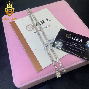 ヒップホップスタイル5mm S925 MoissaniteキューバチェーンパスダイヤモンドテスターVVS MoissaniteネックレスシルバーGRA付き - Product Image 4