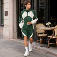 Ensemble survêtement coupe-vent à capuche et short IKDEER personnalisé avec blocs de couleur réfléchissants pour le sport quotidien et le jogging