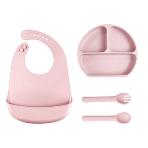 어린이 만화 디자인 실리콘 식기 세트 곰 모양 무독성 BPA 무료 식기 세척기 안전한 먹이 그릇 접시 포크 다이닝 - Product Image 1