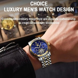 Drioshipping Montre mécanique automatique de luxe pour hommes avec fonction lumineuse Montre-bracelet calendrier étanche Logo personnalisable - Product Image 4