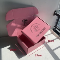 Boîte d'expédition en carton ondulé recyclable rose avec logo, taille personnalisée, MOQ 100