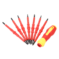 T109 Ensemble de 7 tournevis électriques isolés pour électriciens, embouts magnétiques