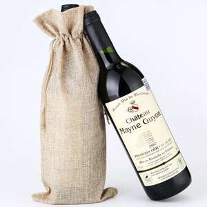 प्रोमो हॉट बिक्री लिनन जूट टोटे बैग ड्रॉस्ट्रिंग वाइन बोतल उपहार बैग गर्म बिक्री प्रचार आइटम - Product Image 2
