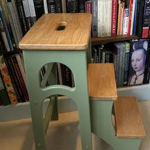 تصميم جديد لسلالم مخصصة من ثلاث مراحل قابلة للطي خشبية كراسي ومرايل وكرسي قابل للتحويل للمطبخ