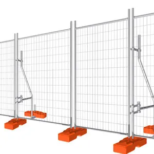 Pagar Sementara Australia mudah dirakit luar ruangan kualitas tinggi baja logam perak panel pagar keamanan