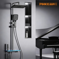 Ensemble de douche mural en aluminium avec affichage numérique thermostatique LED, mitigeur de salle de bain à poignée unique