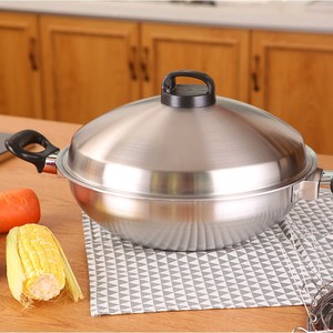 Wok en acier inoxydable 304, 20L, pot de cuisson sans fumée et sans eau, universel pour les cuisinières - Product Image 1
