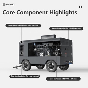 20h + fonctionnement continu pour les travaux jour-nuit Compresseur d'<span class=keywords><strong>air</strong></span> à vis mobile diesel 24/7 Support avec réponse d'urgence ≤ 4h - Product Image 4