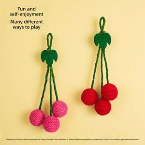Jouet pour chat en corde de chanvre et lin, balle en sisal à motif de fruits, petit, résistant aux morsures, pour soulager l'ennui et stimuler l'auto-entretenement - Product Image 3