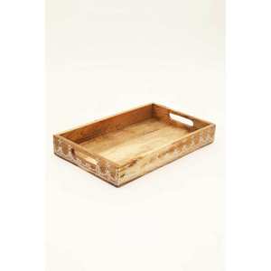 3-Piece Nested Rectangle Wooden Trays Natural Finish Rustic Art Serving Tray for Home Decor Decorative for Mango Wood Tray <b>Set</b> - Product Image 3