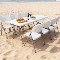 Table pliante rectangulaire en polyéthylène HDPE de 1,8 m, résistante aux chocs, pliable pour les dîners en plein air, les conférences, les fêtes