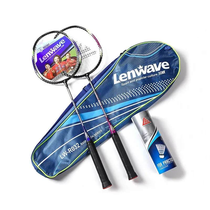 Lenwave Staal Racket Lichtgewicht Ingebouwde T-Join Badminton Racket G4/G5 Custom Badminton Rackets Set Groothandel, met 5Pcs Ballen